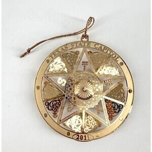 2011 Texas State Capitol Ornament Gold-Plated Official Gift Shop TX Star w/ Box